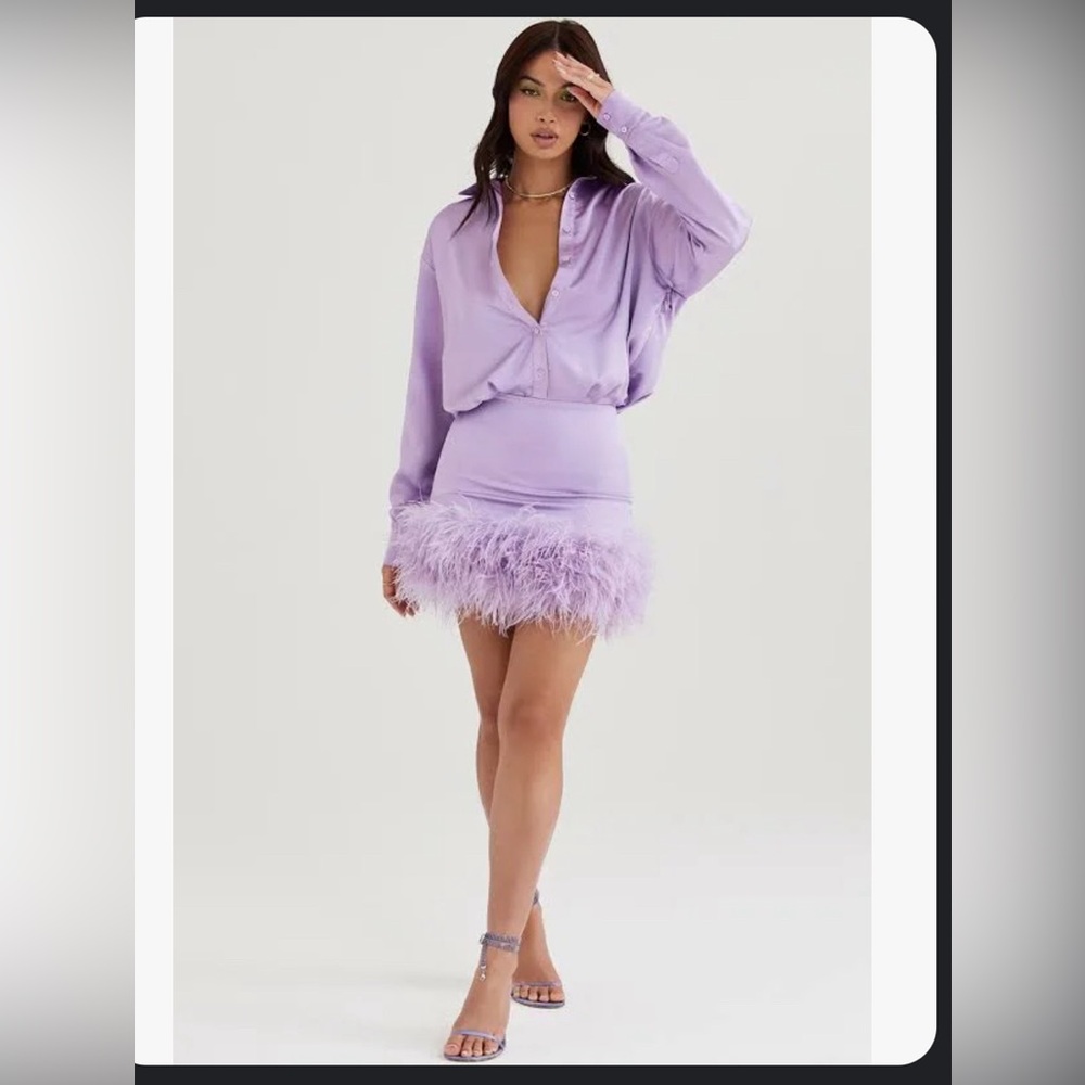House of CB Tyra satin shirt dress